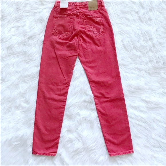 Zara Jeans high waist mom Red distressed size 00. - Picture 2 of 6